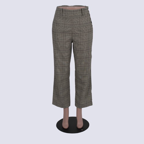 Witchery Wide Leg Check Pants Side Button Up 