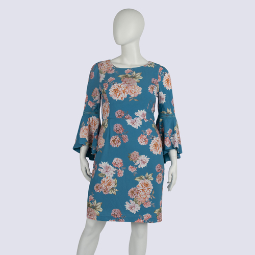 Review Bell Sleeve Blue Floral Dress