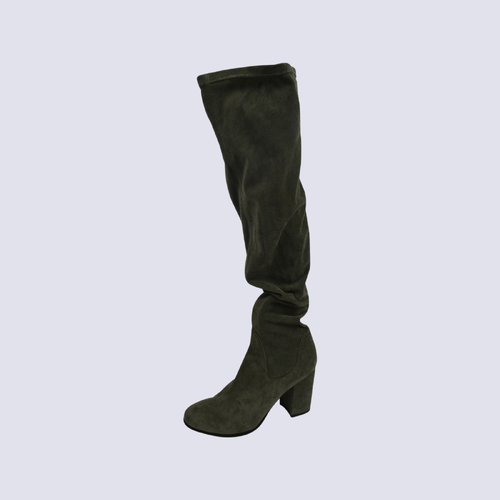 Wittner Olive Block Heel Knee Length Boots