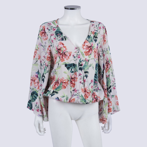 Sanctuary Pink Floral Bell Sleeve Top
