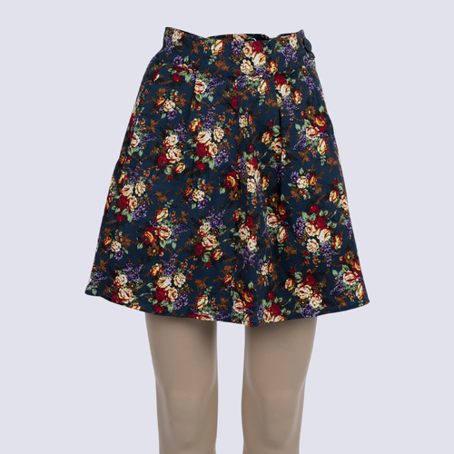 Princess Highway Navy Floral Pleated Mini Skirt