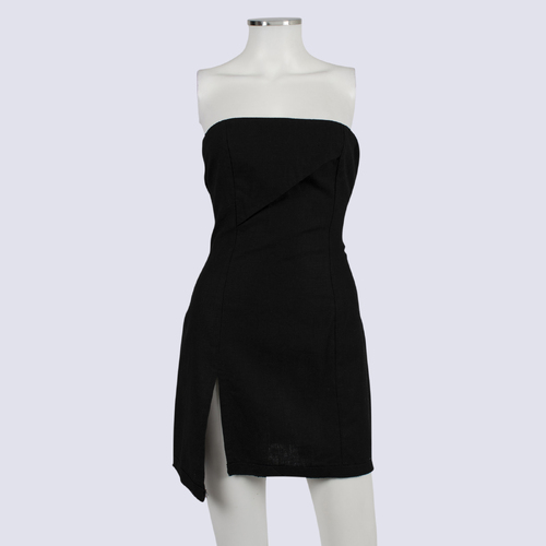 Bec & Bridge Black Strapless Linen Mini Dress