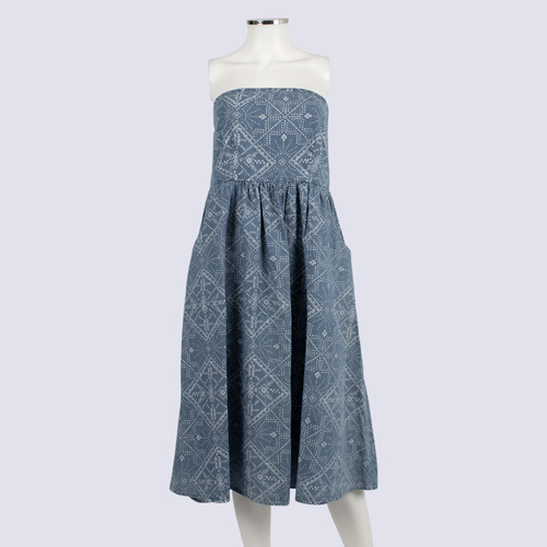Piper Blue Denim Print Strapless Dress