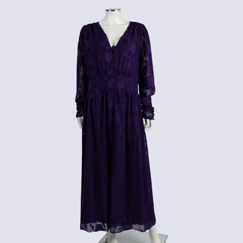 City Chic Purple Sheer Long Sleeve Dress