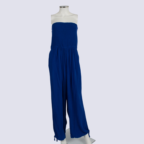 City Chic Royal Blue Strapless Shirred Jumpsuit