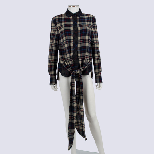Rag & Bone Checkered Flannel Shirt with Tie