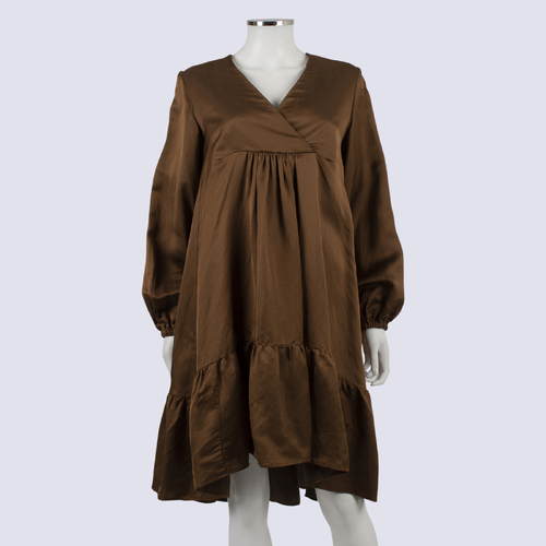NWT APT Brown Aspect Ruffle Mini Dress