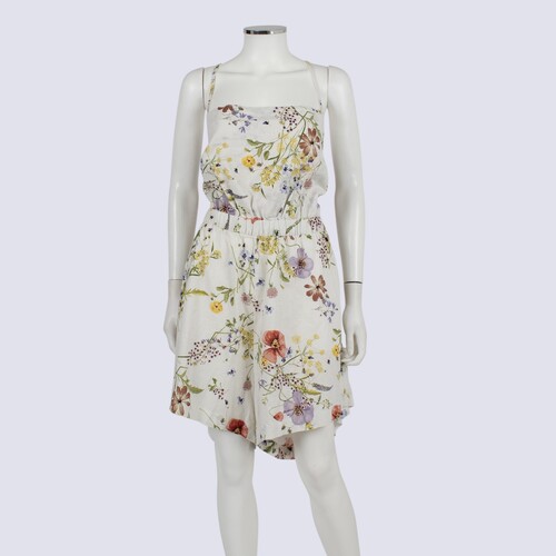 NWT H & M Cream Floral Linen Blend Jumpsuit
