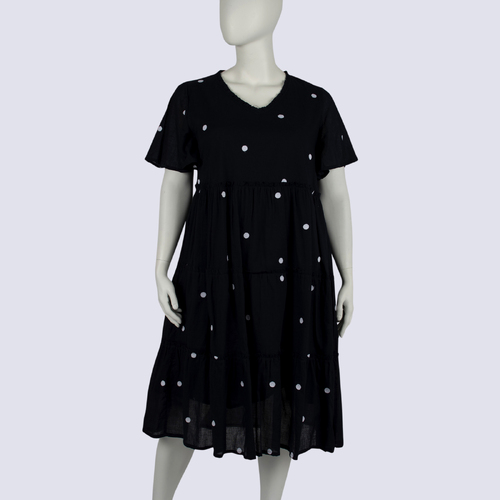 Virtuelle Navy Polka Dot Tiered Dress