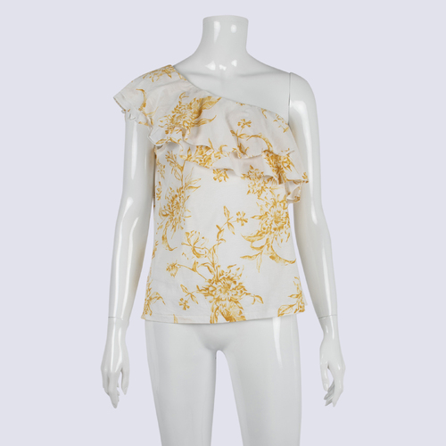 Witchery Yellow Floral One Shoulder Top