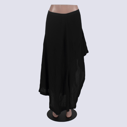 Willow Black Asymmetric Silk Skirt