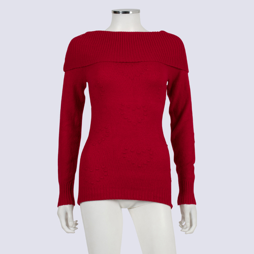 Reivew Red Rolled Neck Knit Jumper
