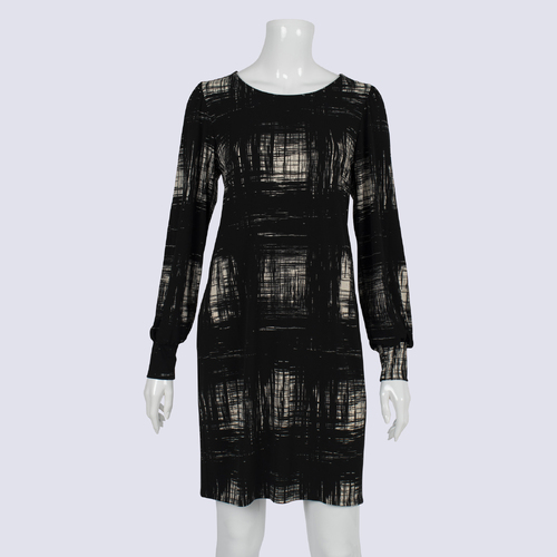 Leota Black Print Slip On Jersey Dress