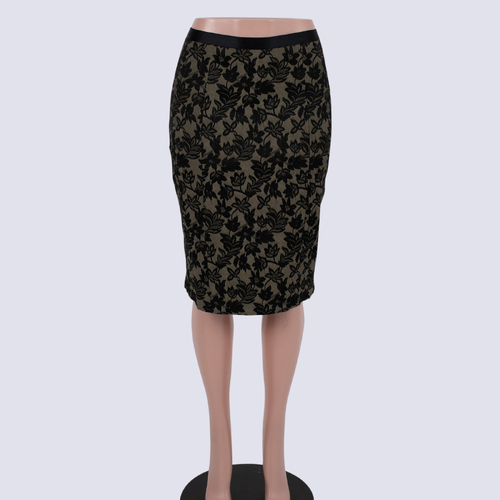 Veronika Black Embroidered Pencil Skirt