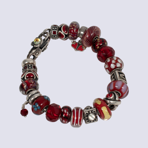 Pandora Style Red Charm Bracelet