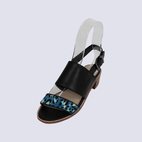 Mimco Black/Blue Animal Print Sandals