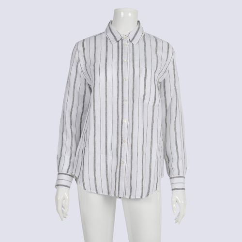 Country Road White Stripe Linen Button Up Shirt