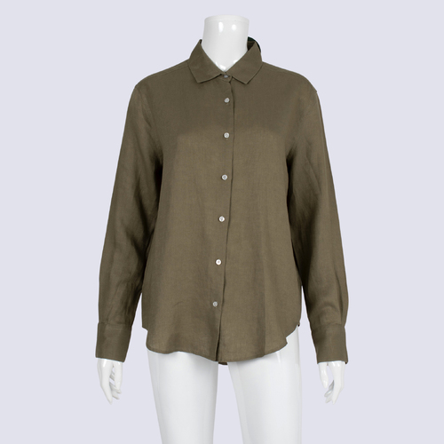 NWOT Assembly Label Khaki Linen Button Up Shirt