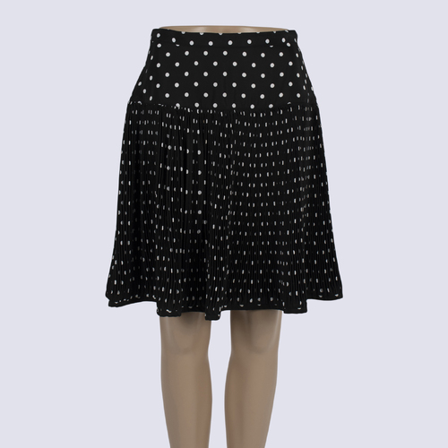 Anthea Crawford Black Polka Dot Pleated Skirt