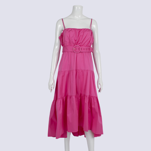 Sheike Pink Tiered Strappy Dress with Belt