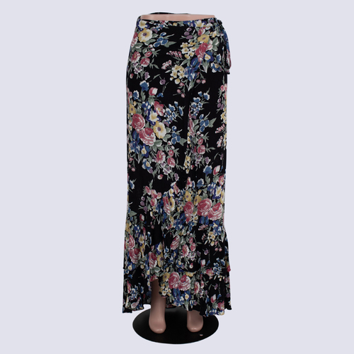 August Black Floral Wrap Skirt