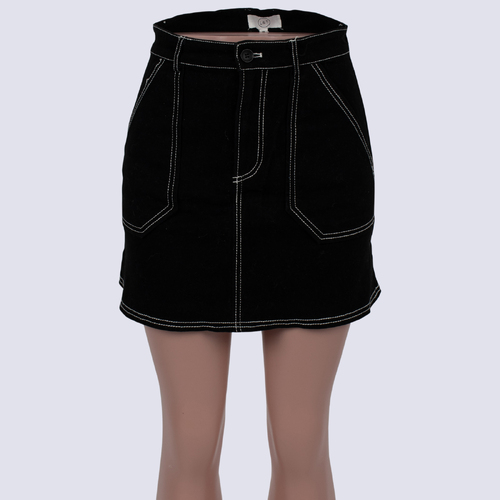 L & T Black A Line Denim Skirt
