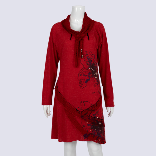 Boo Radley Red Rolled Neck Long Sleeve Dress