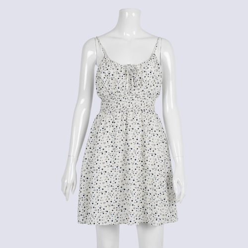 Luck & Trouble White Floral Shirred Waist Dress