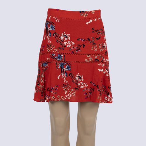 Witchery Red Floral Skirt