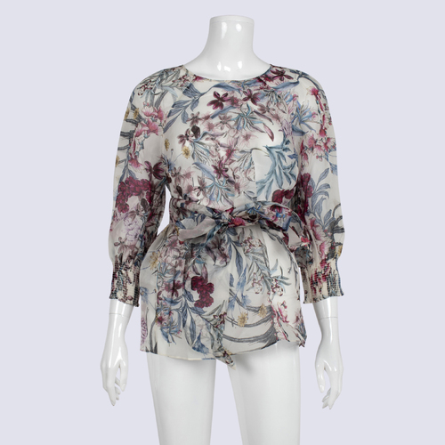Witchery Floral Sheer Silk  Top (no cami)