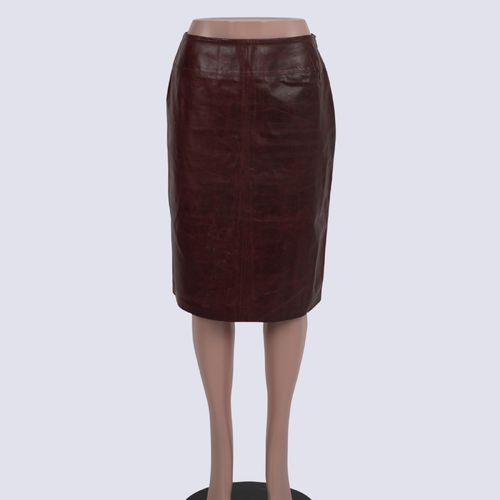 Monsoon Maroon Vintage Leather Skirt