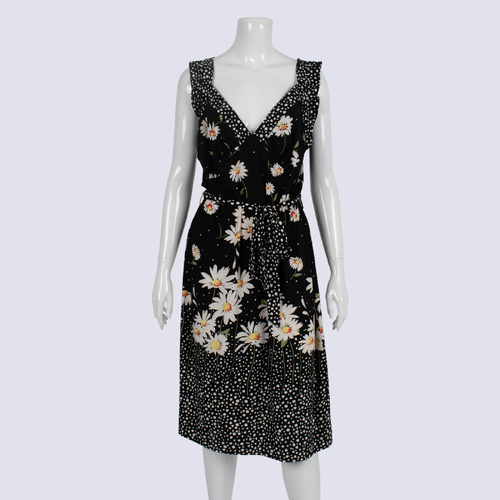 NWT Leona Edminston Black Floral Daisy Dot Dress