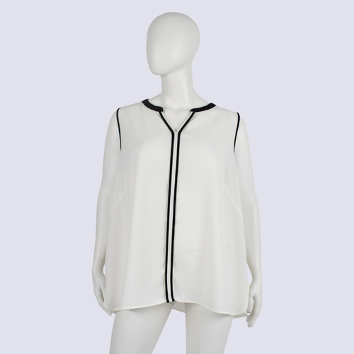 Autograph White Sleeveless Top with Black Trim