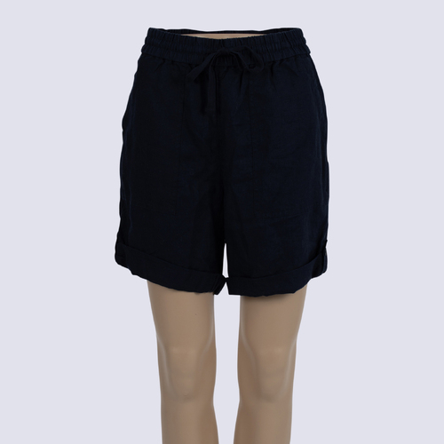Trenery Navy Linen Shorts