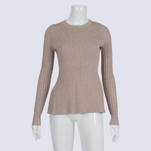 Live The Process Beige Open Back Knit Top