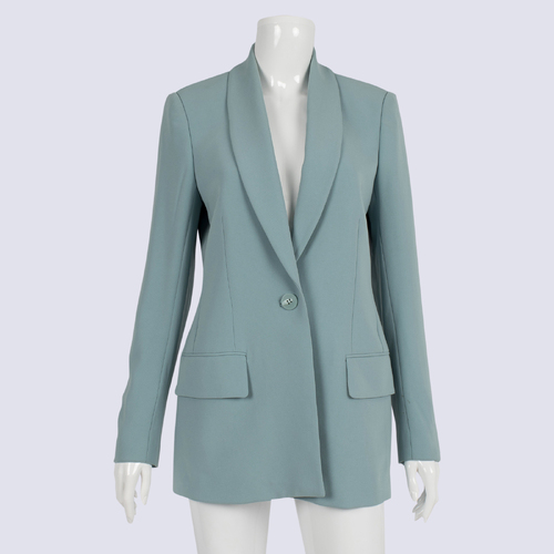 Country Road Teal Padded Shoulder Buttoned Blazer
