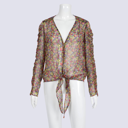 The East Order Sheer Floral Button up Blouse