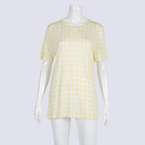 Sportscraft Yellow Gingham Silk Blend Shortsleeve T-Shirt