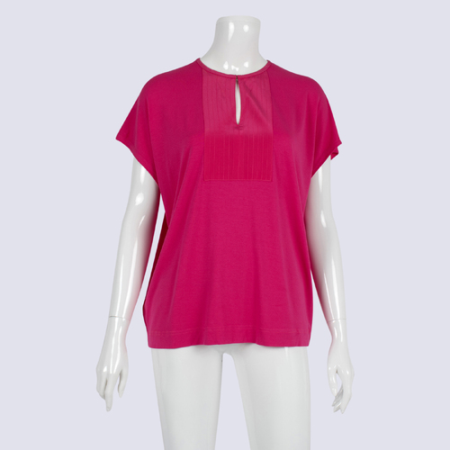 Trenery Pink Cap Sleeve Silk Trim Knit Top